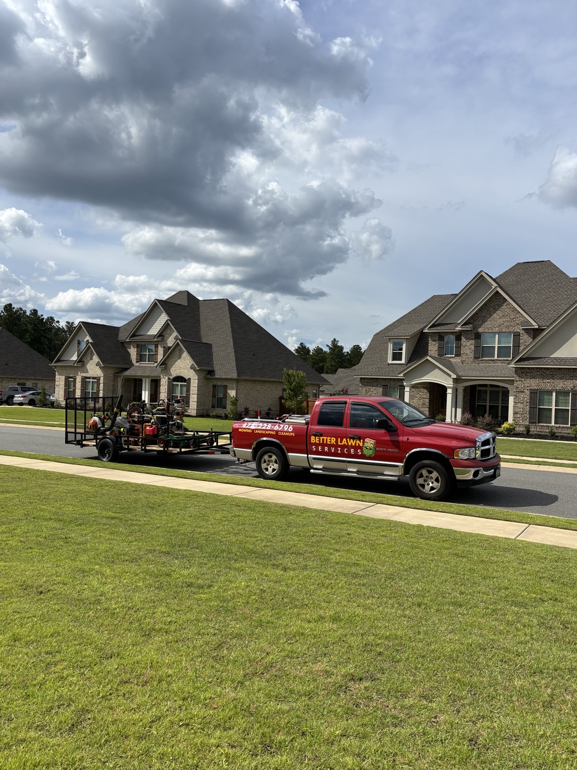 BetterLawn truck and trailer on route